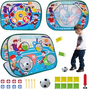 لعبة Bean Bag Toss Game، ألعاب كرة قدم 3 في 1 للأطفال الصغار ألعاب خارجية وداخلية للأطفال، 3 جوانب قابلة للطي على شكل كورنهول في ساحة أنشطة حفلات الشاطئ للأولاد والبنات في سن 3 4 5 6 7 8