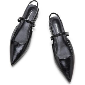 C.Paravano Women's Slingback Flats Pointed Toe Slingback Shoes Women's Pointed Toe Slingback Heels Slingback Kitten Heel Pumps Ankle Strap Flats Sandals Comfort Leather Dress Shoes