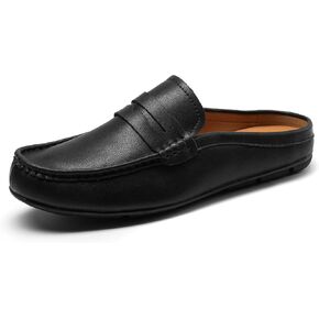 Men’s Slip-On Loafers Handmade Leather Slippers Breathable Comfortable Soft Hand Stitched no-Heel Casual Shoes for Men