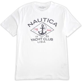 Nautica Mens Classic Fit Sleepwear Anchor Yacht Club Crewneck Short Sleeve Tee T-Shirt (Large, Bright White)