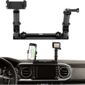 JOYTUTUS Phone Mount Compatible with 2016-2023 Tacoma 3rd Gen Aluminum Dash Mount Phone Holder & Action Camera Mount Kit