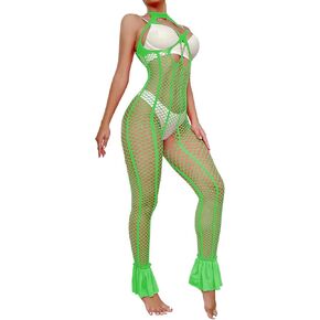 SINROYEE Women's Sexy Mesh BodyStocking Fishnet Bodysuits Lingerie One Piece Jumpsuit Underwear Crotchless Nightwear