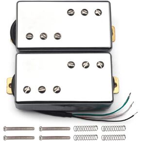 SAPHUE Alnico 2 Humbucker Guitar Pickup 4 Coil Cable 7.5k/8.6k Coil Splitting with Brass Cover Alnico II Pickup for LP Guitar Chrome