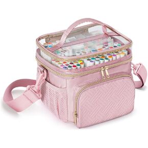 Marker Organizer Case for 100 Markers, Marker Storage Organizer Bag with Divider and Shoulder Strap, Marker Travel Carrying Case with 3 Pockets, Black (Patented Design)