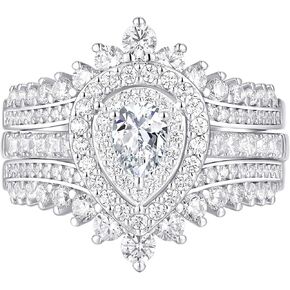 Newshe Jewellery Wedding Ring Sets AAAAA Cz Ring Enhancer for Engagement Rings 925 Sterling Silver Bridal Band for Women Size 5-10