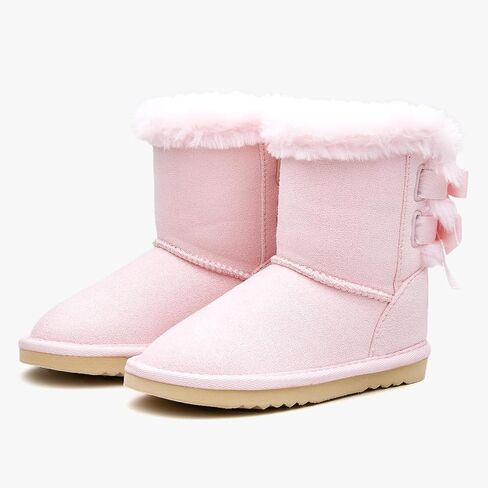 EasyStar Kids' Classic Bow-Tie Warm Fur Mid-Calf Snow Boots for Girls and Boys in Saudi Arabia