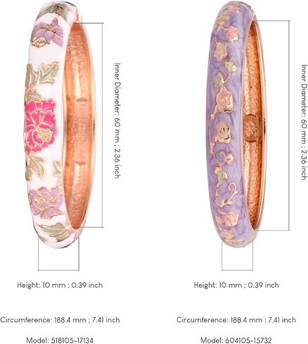 UJOY Fashion Cloisonne Bracelets Set Gold Plated Enameled Jewelry Spring Hinged Metal Cuff Bangles Gift Box Packed in Kuwait