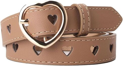 حزام خصر نسائي من الجلد الصناعي بإبزيم على شكل قلب مجوف، حزام بإبزيم على شكل قلب للنساء والفتيات in Kuwait