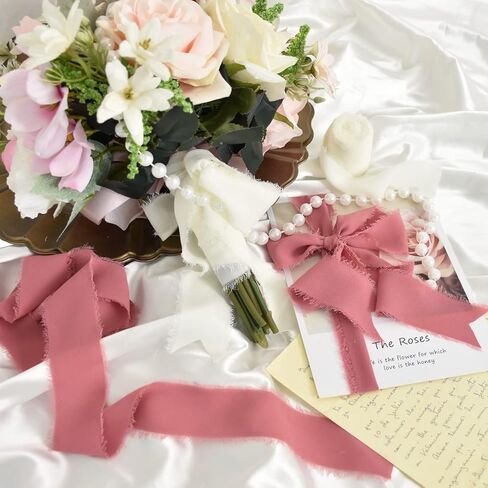 TONIFUL 4 Rolls 1-1/2 Inch Dusty Baby Blue Light Blue Chiffon Silk Ribbon 22yds Handmade Fringe Chiffon Ribbons Set for Wedding Invitations, Bridal Bouquets, Gifts Wrapping (Baby Blue, 22yds, 1.5") in Kuwait