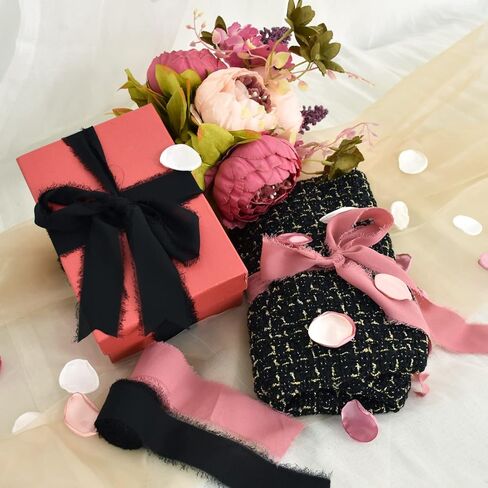 TONIFUL 4 Rolls 1-1/2 Inch Dusty Baby Blue Light Blue Chiffon Silk Ribbon 22yds Handmade Fringe Chiffon Ribbons Set for Wedding Invitations, Bridal Bouquets, Gifts Wrapping (Baby Blue, 22yds, 1.5") in Kuwait