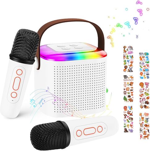 MoKo Mini Karaoke Machine for Kids Adults with Portable 5.3 Bluetooth Speaker, Karaoke Machine with 2 Wireless Microphones for Home Party, Outdoor, Birthday Gift for Girls Boys(Pinkcolor) in Saudi Arabia
