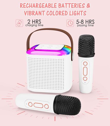MoKo Mini Karaoke Machine for Kids Adults with Portable 5.3 Bluetooth Speaker, Karaoke Machine with 2 Wireless Microphones for Home Party, Outdoor, Birthday Gift for Girls Boys(Pinkcolor) in Saudi Arabia