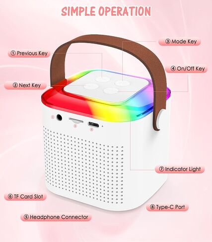 MoKo Mini Karaoke Machine for Kids Adults with Portable 5.3 Bluetooth Speaker, Karaoke Machine with 2 Wireless Microphones for Home Party, Outdoor, Birthday Gift for Girls Boys(Pinkcolor) in Saudi Arabia