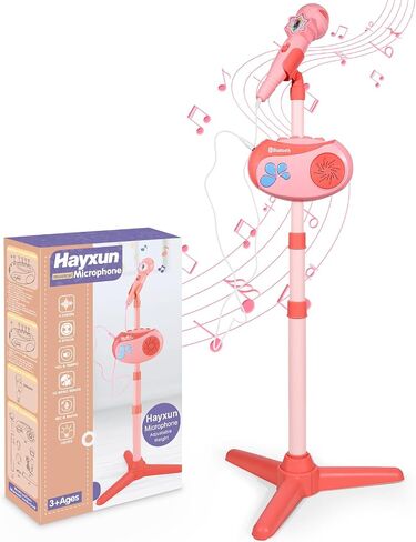 Kids Karaoke Machine for Girls with Adjustable Stand, Karaoke Microphone with Vioce Changer, Singing Recorder - Microphones for Singing Birthday for Girls Boys-Pink in Saudi Arabia