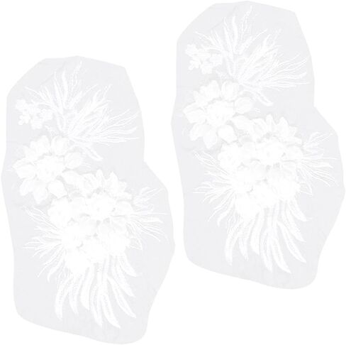 GORGECRAFT 2Pcs 3D Leaf Flower Lace Appliques Black Floral Leaves Embroidered Bridal Lace Sew on Applique Patches for Wedding Gown Bridal Dress Decor Clothing Sewing DIY Crafts in Saudi Arabia