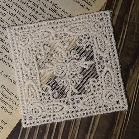 Squre Rose (Nature) 3ps : Embroidery Lace Applique Patches, Cotton Thread on Mesh, for Handmade, Kids Embroidery, Sewing, Quilting, Dressmaking, Home Decor, Coasters in Saudi Arabia