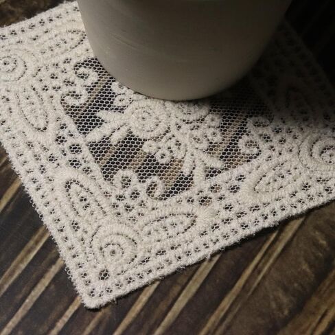 Squre Rose (Nature) 3ps : Embroidery Lace Applique Patches, Cotton Thread on Mesh, for Handmade, Kids Embroidery, Sewing, Quilting, Dressmaking, Home Decor, Coasters in Saudi Arabia
