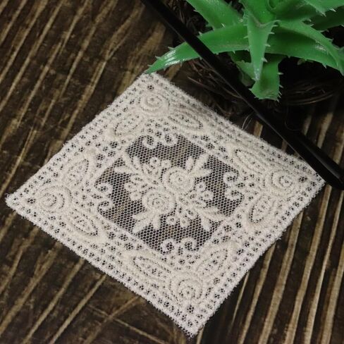 Squre Rose (Nature) 3ps : Embroidery Lace Applique Patches, Cotton Thread on Mesh, for Handmade, Kids Embroidery, Sewing, Quilting, Dressmaking, Home Decor, Coasters in Saudi Arabia