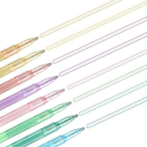 EooUooIP علامات مخططة مزدوجة الخط، 8 قطع أقلام مخططة لامعة أقلام ماركر أقلام تحديد دقيقة ذات طرف رفيع، لكتابة يوميات الرصاص وتدوين الملاحظات وتلوين التقويم واللوازم المدرسية المكتبية in Kuwait