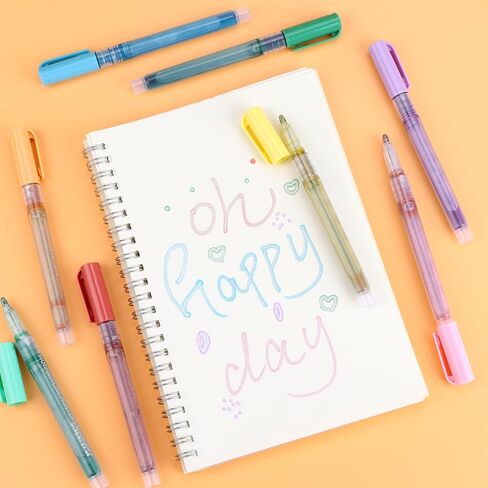 EooUooIP علامات مخططة مزدوجة الخط، 8 قطع أقلام مخططة لامعة أقلام ماركر أقلام تحديد دقيقة ذات طرف رفيع، لكتابة يوميات الرصاص وتدوين الملاحظات وتلوين التقويم واللوازم المدرسية المكتبية in Kuwait