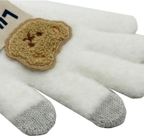 Ralcosuss Cute Bear Winter Cable Knit Gloves Mittens for Big Kids Girls Boys Soft Warm Thermal Stretchy Full Finger Glove in Saudi Arabia