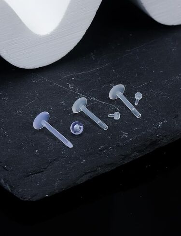 16G حلقات لابريت من البلاستيك الشفاف ترصيع مونرو ميدوسا آشلي ثقب التجنيب مجوهرات مسطحة الظهر دفع في Bioflex Tragus Helix الغضروف حلق مسمار 8 مم 10 مم in Saudi Arabia