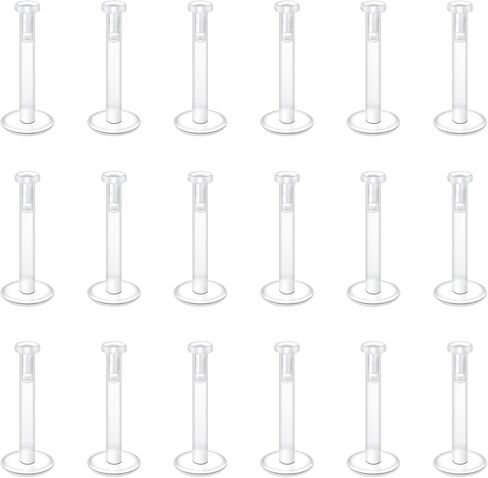 VCMART 16g Clear Earrings for Sports Work Surgery Plastic Stud Earrings for Cartilage Helix Tragus Lip Monroe Bioflex Labret Stud Clear Piercing Retainers 6mm 8mm 10mm 12mm Flat Push & Ball Top in Saudi Arabia