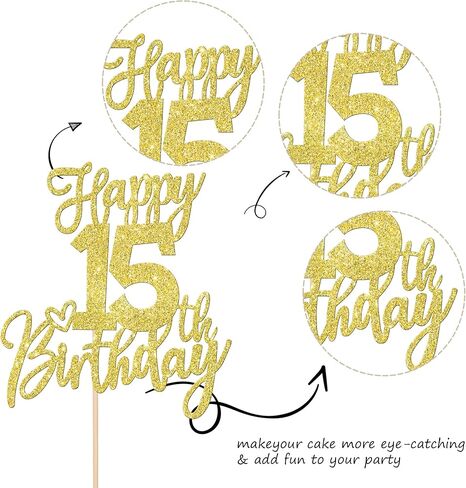 1 قطعة كعكة عيد ميلاد سعيد الثامن عشر توبر بريق هتاف إلى 18 عامًا كعكة عيد ميلاد اختر ثمانية عشر مرحباً 18 زينة رائعة للكيك من أجل لوازم حفلات الذكرى السنوية لعيد الميلاد الثامن عشر السعيد، ذهبي وردي in Kuwait