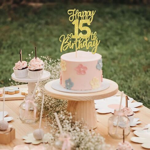 1 قطعة كعكة عيد ميلاد سعيد الثامن عشر توبر بريق هتاف إلى 18 عامًا كعكة عيد ميلاد اختر ثمانية عشر مرحباً 18 زينة رائعة للكيك من أجل لوازم حفلات الذكرى السنوية لعيد الميلاد الثامن عشر السعيد، ذهبي وردي in Kuwait