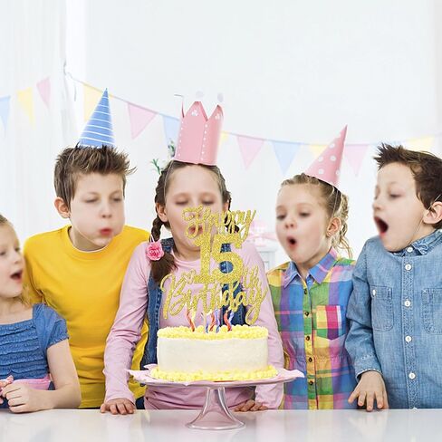 1 قطعة كعكة عيد ميلاد سعيد الثامن عشر توبر بريق هتاف إلى 18 عامًا كعكة عيد ميلاد اختر ثمانية عشر مرحباً 18 زينة رائعة للكيك من أجل لوازم حفلات الذكرى السنوية لعيد الميلاد الثامن عشر السعيد، ذهبي وردي in Kuwait