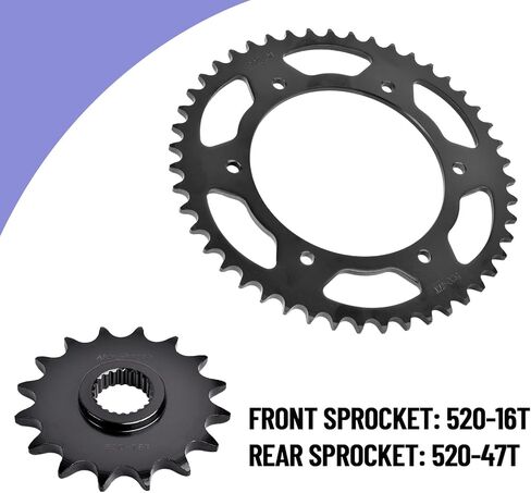 مجموعة سلسلة وضرس 520 أمامي 16T خلفي 47T سلسلة 112 وصلات مناسبة لسيارات BMW F650 GS Da-kar 2001-2005 F650 GS 1999-2007 G650 GS 2011-2015 G650 GS Ser-tao 2012-2013 F650 ST Stra-da F650 Funduro in Kuwait
