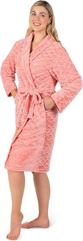 PAVILIA Short Robes for Women, Plush Soft Bathrobe Womens Lightweight, Fluffy Fuzzy Robe Knee Length, Shower Spa House Robe in Kuwait