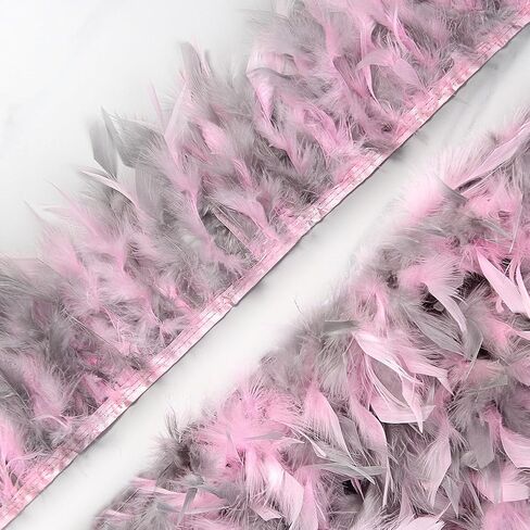 Multicolor Turkey Feather Trim Fringe for DIY Dress Skirt Crafts，Feathers Trim by The Yard Width 4-6 inches Costumes Decoration per Pack of 2 Yards(Orange+Yellow) in Saudi Arabia