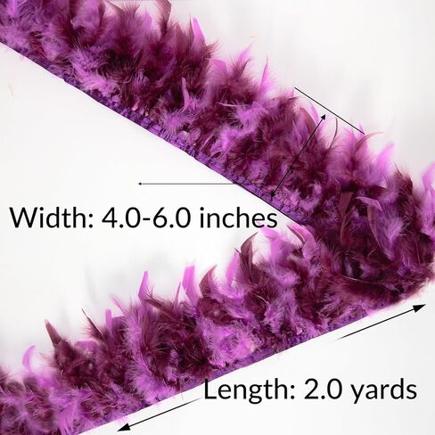 Multicolor Turkey Feather Trim Fringe for DIY Dress Skirt Crafts，Feathers Trim by The Yard Width 4-6 inches Costumes Decoration per Pack of 2 Yards(Orange+Yellow) in Kuwait