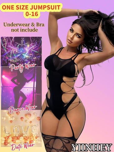 Womens Fishnet Bodystocking Attached Stockings Sexy Lingerie Crotchless Bodysuit Mesh Bodystocking Babydoll One Size in Saudi Arabia