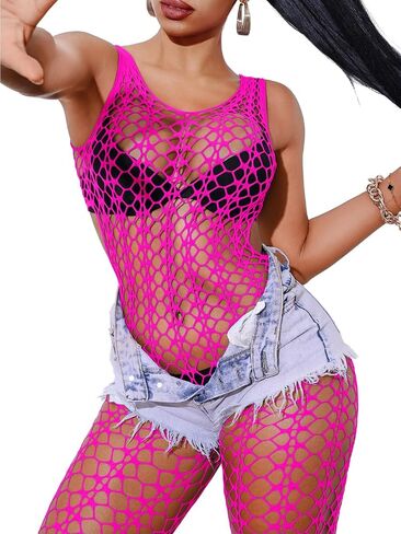 بذلة شبكة صيد السمك المثيرة، ملابس Rave Glow، مقاس مناسب 0-18، ملابس شبكية للراقصات، ملابس رقص غريبة من الدانتيل in Saudi Arabia