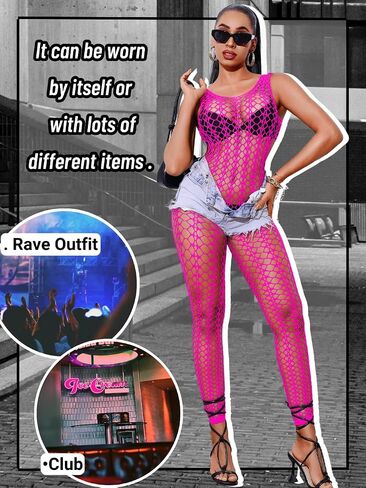 بذلة شبكة صيد السمك المثيرة، ملابس Rave Glow، مقاس مناسب 0-18، ملابس شبكية للراقصات، ملابس رقص غريبة من الدانتيل in Saudi Arabia
