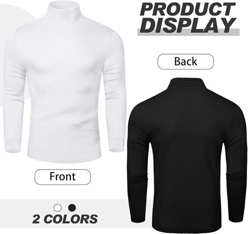 Riyiper 2 Pack Men's Turtleneck Sweater Slim Fit Knitted Basic Tops Lightweight Long Sleeve Ribbed Casual Pullover Top in Saudi Arabia