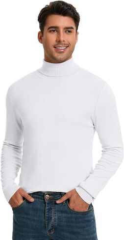 Riyiper 2 Pack Men's Turtleneck Sweater Slim Fit Knitted Basic Tops Lightweight Long Sleeve Ribbed Casual Pullover Top in Saudi Arabia