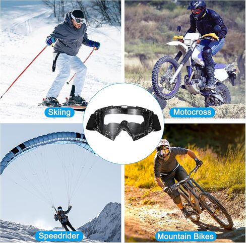 PATIKIL Dirt Bike Goggles, Motorcycle Goggles ATV Goggles Ski Goggles Racing Helmet Goggles Windproof for Mountaineering Sky Diving Ski Riding, Black with Transparent Lenses in Saudi Arabia