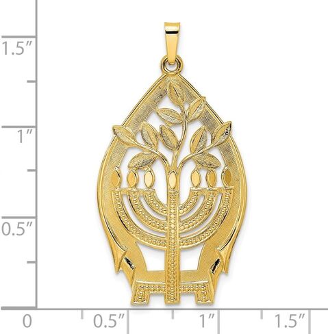 هدية Diamond2Deal لعيد الأم قلادة شجرة الحياة من نورا مجوفة مصقولة بالذهب الأصفر عيار 14 قيراط (الطول - 40 مم، العرض - 20.85 مم) in Saudi Arabia