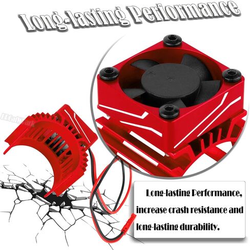 RC 28000RPM 30MM Brushless Motor Heat Sink w/ 4.8-8.4V Cooling Fan Upgrades Part for 1/8 1/10 RC Car 540 550 F540 3650 3660 Motor,Aluminium Alloy Cooling Fan w/Metal Heatsink,Red in Saudi Arabia
