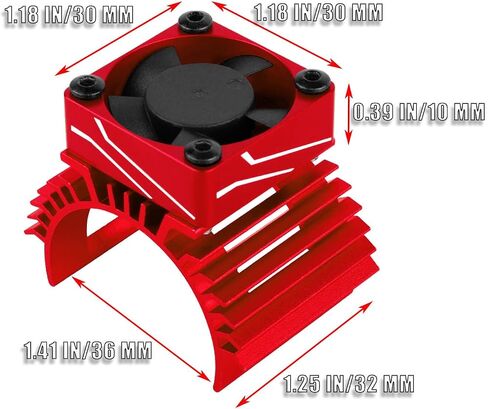 RC 28000RPM 30MM Brushless Motor Heat Sink w/ 4.8-8.4V Cooling Fan Upgrades Part for 1/8 1/10 RC Car 540 550 F540 3650 3660 Motor,Aluminium Alloy Cooling Fan w/Metal Heatsink,Red in Saudi Arabia