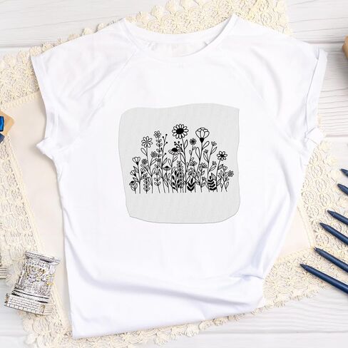 Water Soluble Embroidery Patterns Stabilizers - Rngmsi 4 Sheets Flower Stick and Stitch Embroidery Paper Wash Away 8 Pcs Plant Sunflower Butterfly Embroidery Transfer Paper Stabilizers for Hand Sewing in Saudi Arabia