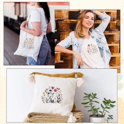 Water Soluble Embroidery Patterns Stabilizers - Rngmsi 4 Sheets Flower Stick and Stitch Embroidery Paper Wash Away 8 Pcs Plant Sunflower Butterfly Embroidery Transfer Paper Stabilizers for Hand Sewing in Saudi Arabia