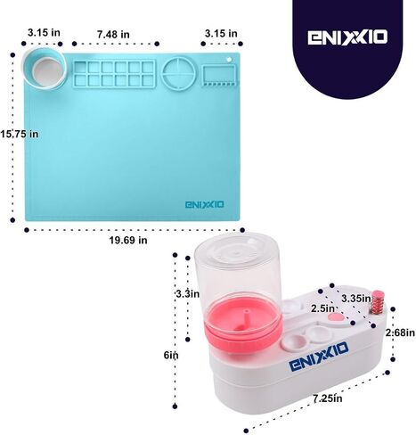 ENIXXIO - Silicone Painting Mat - Art Mats - Painting Station - Painting Mats for Kids - Acrylic Brush Cleaner - Paint Mat with Brush Cleaner - Brush Cleaner and Painting Station in Saudi Arabia