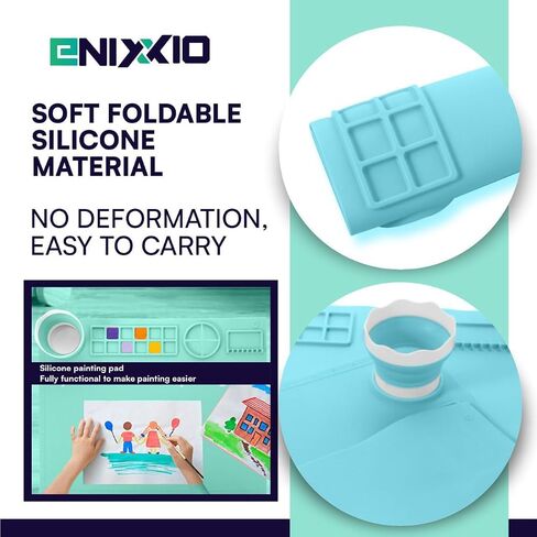 ENIXXIO - Silicone Painting Mat - Art Mats - Painting Station - Painting Mats for Kids - Acrylic Brush Cleaner - Paint Mat with Brush Cleaner - Brush Cleaner and Painting Station in Saudi Arabia