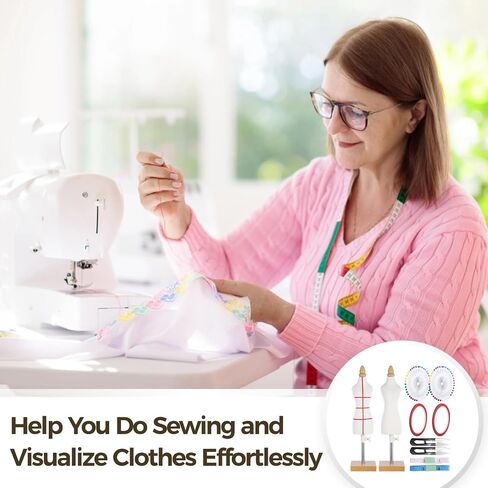 10 PCS Tailor Dressmaker Dummy Mannequins Set with Needles Sewing Patch Measuring Tapes, Doll Dress Form Mini Female 1/4 Size Body Miniature Sewing Mannequin Dress Forms for Sewing in Saudi Arabia