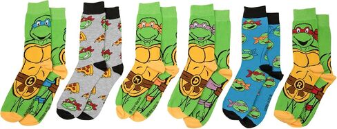 Hyp Teenage Mutant Ninja Turtles TMNT 6 أزواج من الجوارب الرياضية المبتكرة للرجال، مقاس الحذاء 6-12 in Saudi Arabia