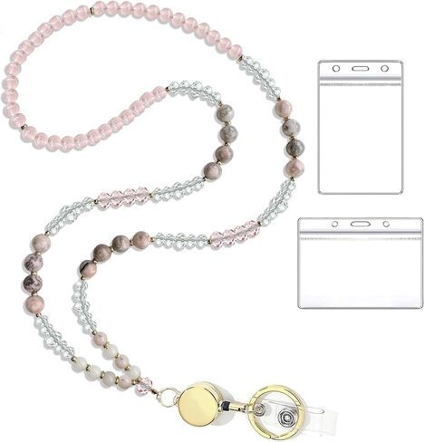 اسهم لشارات الهوية والمفاتيح، حبل للمعلم من الحجر الطبيعي، حبل مطرز بالخرز، حبل قابل للسحب، حبال لطيفة باللون الأسود in Kuwait